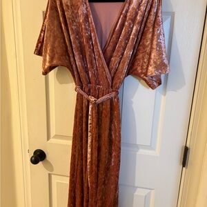 Everly Blush Coral Crushed Velvet Dress from Anthropologie Small